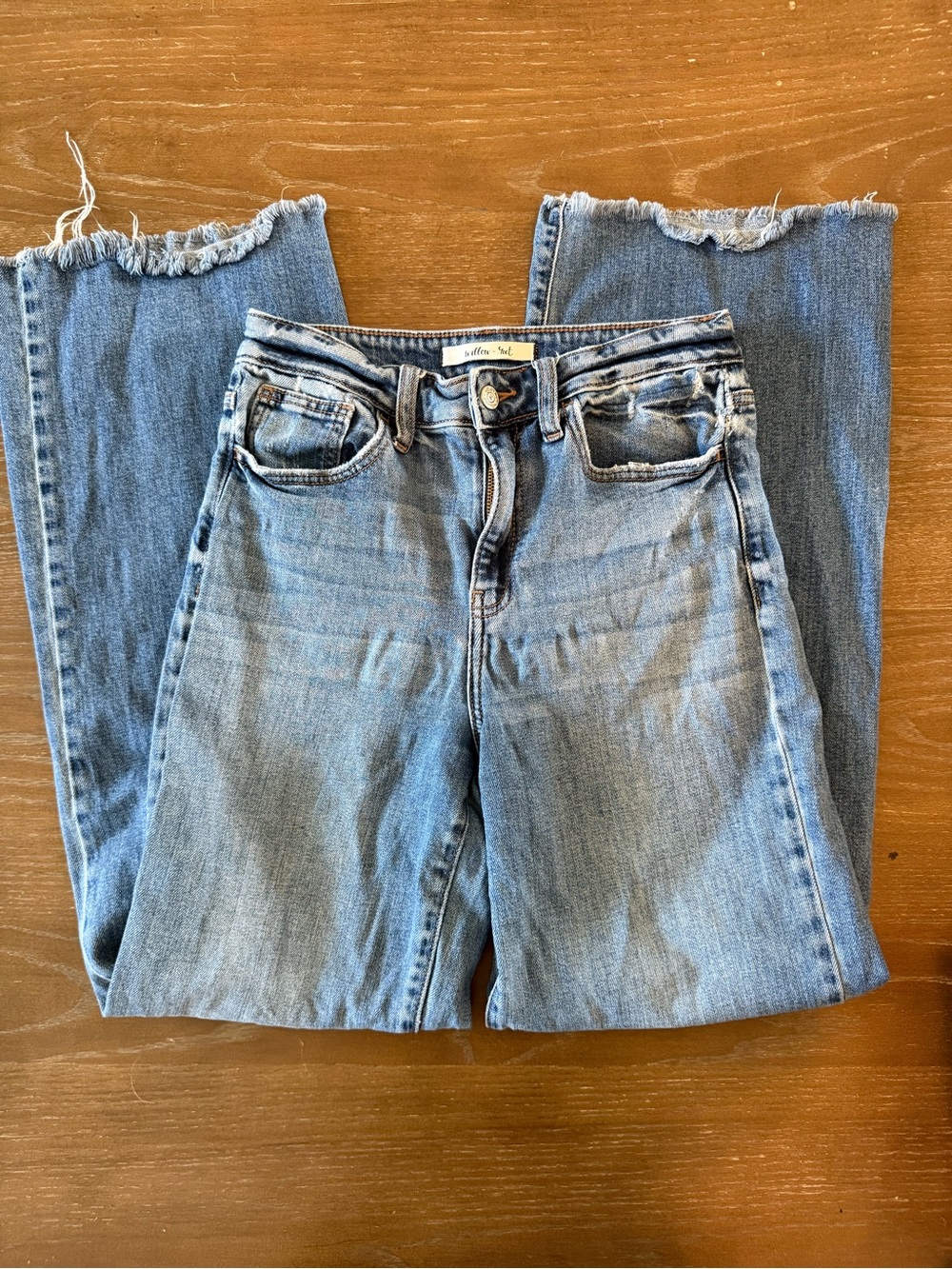 Willow + Root The Wide Leg Jeans Size 26 Raw Hem Medium Wash